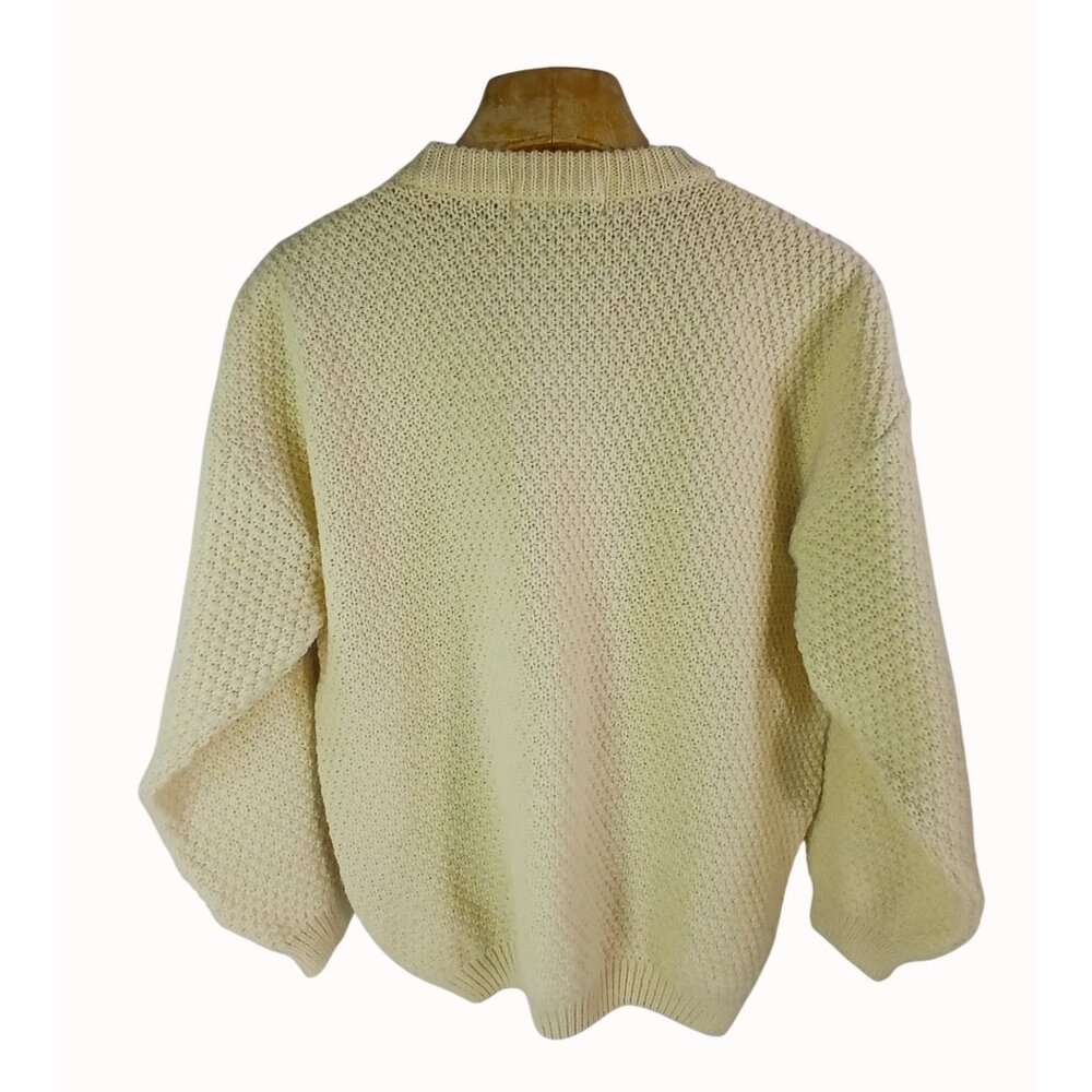 Vintage Highland Home Womens Cable Knit Wool Sweater Cream Size L Made Scotland - Picture 5 of 12